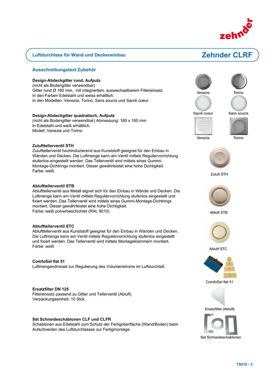 Technische Spezifikation Zehnder Clrf 2017 Von Zehnder Group