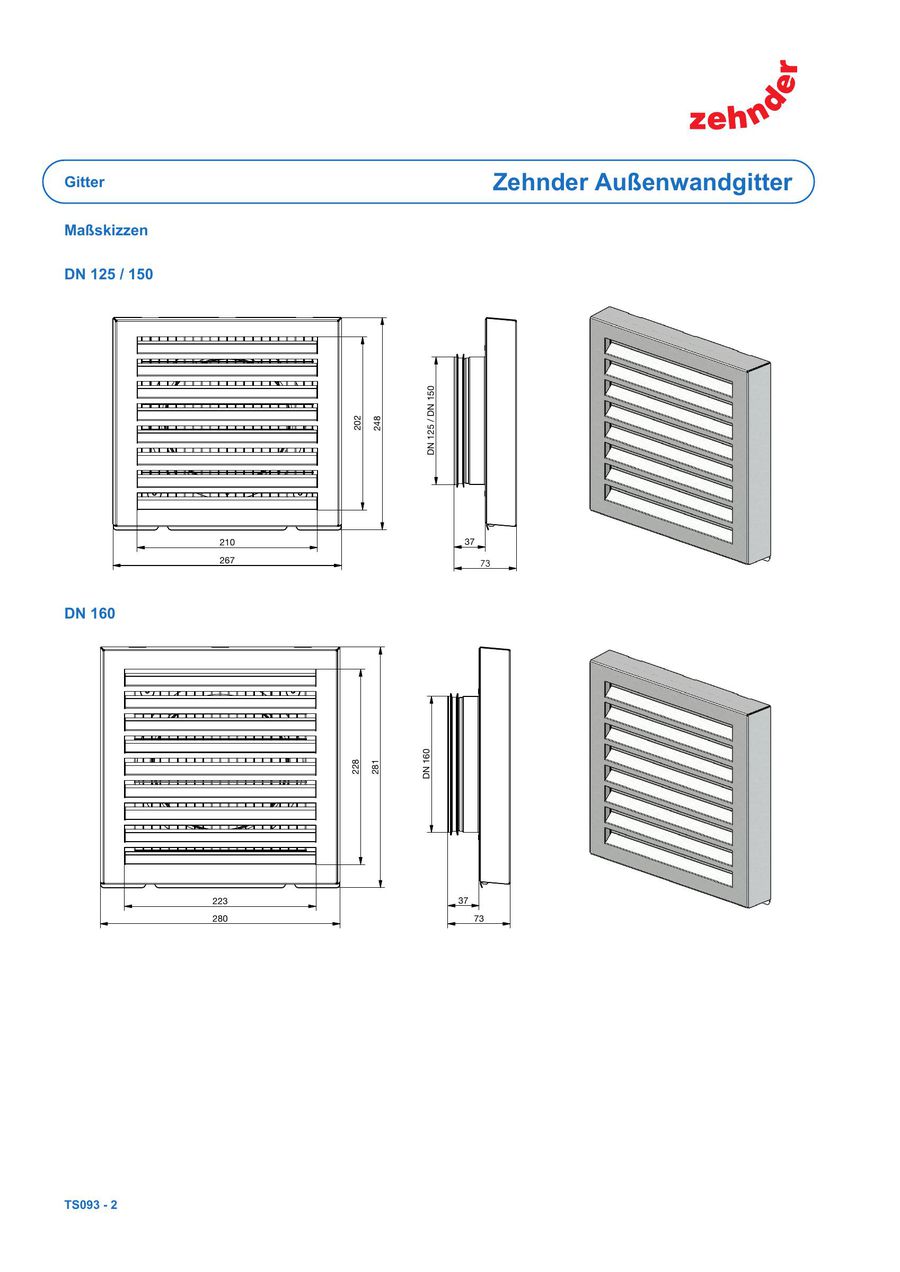 Technische Spezifikation Zehnder Aussenwandgitter 2017 Von Zehnder